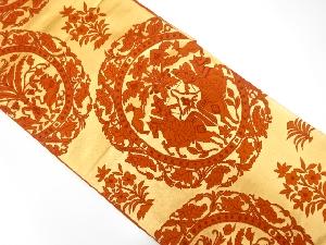 アンティーク　狩猟に葡萄模様織出し袋帯（着用可）